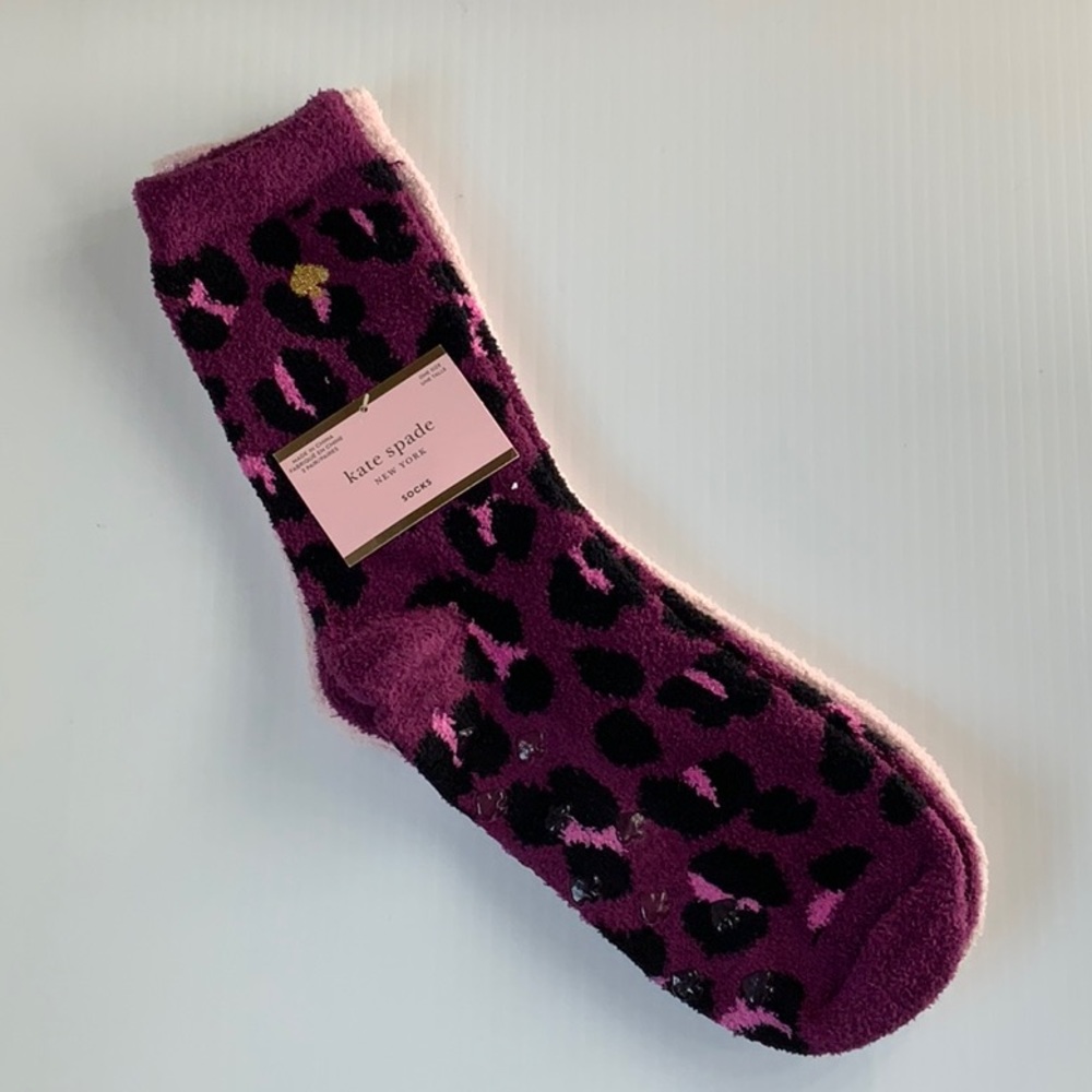 kate spade New York 2-pack socks with bottom grip | o/s | purple/pink